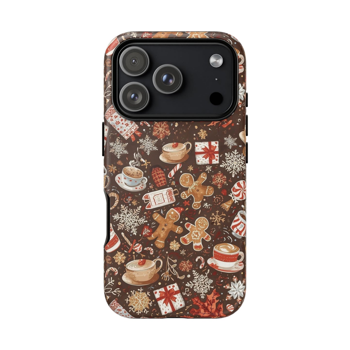 Christmas Phone Case, Festive Holiday Phone Case with Gingerbread and Cocoa Design for Iphone 17, 16, 15, 14, 13, 12, 11 & Samsung