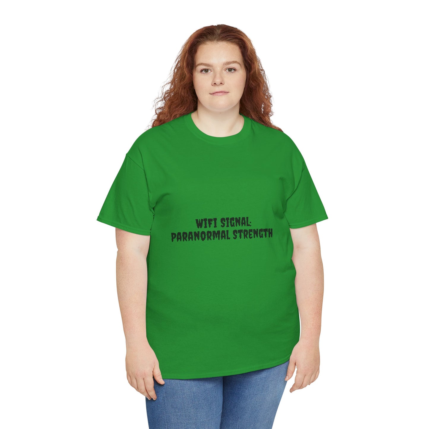Paranormal Strength Tee, Unisex Heavy Cotton Tee, Funny Wifi Signal T-Shirt, Humor Apparel