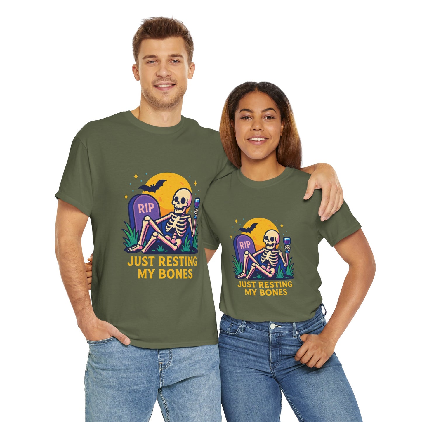 Skeleton Tee - Just Resting My Bones, Unisex Halloween Shirt