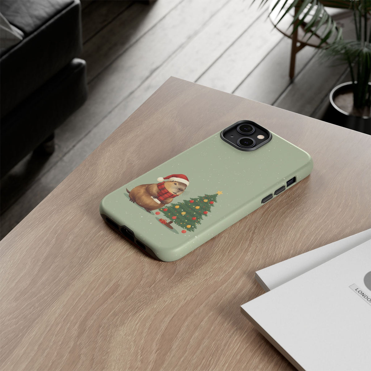 Christmas Phone Case with Capybara Design, Dual Layer Protective Case for Iphone & Samsung
