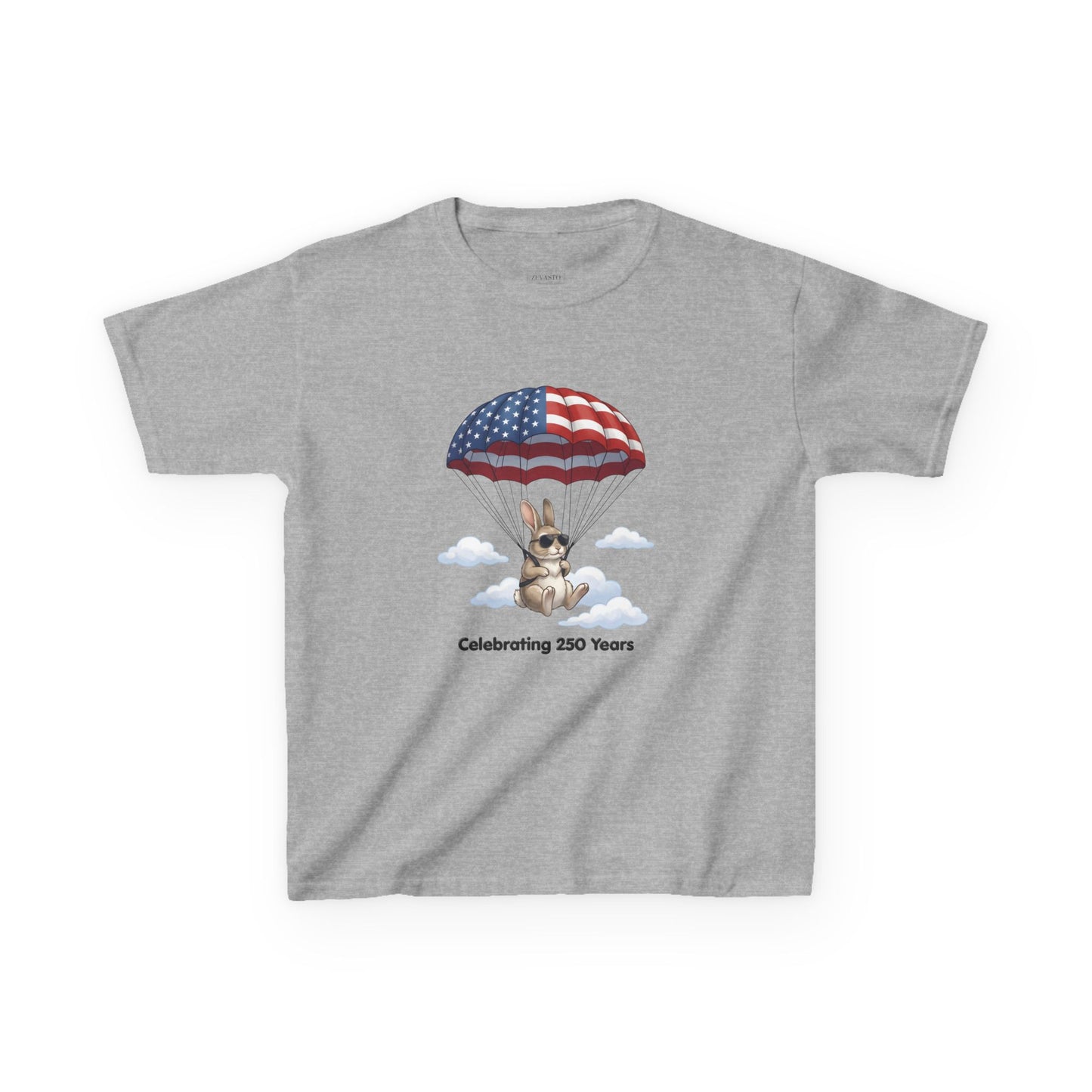 Kids Tee — Bunny with Parachute “Celebrating 250 Years”