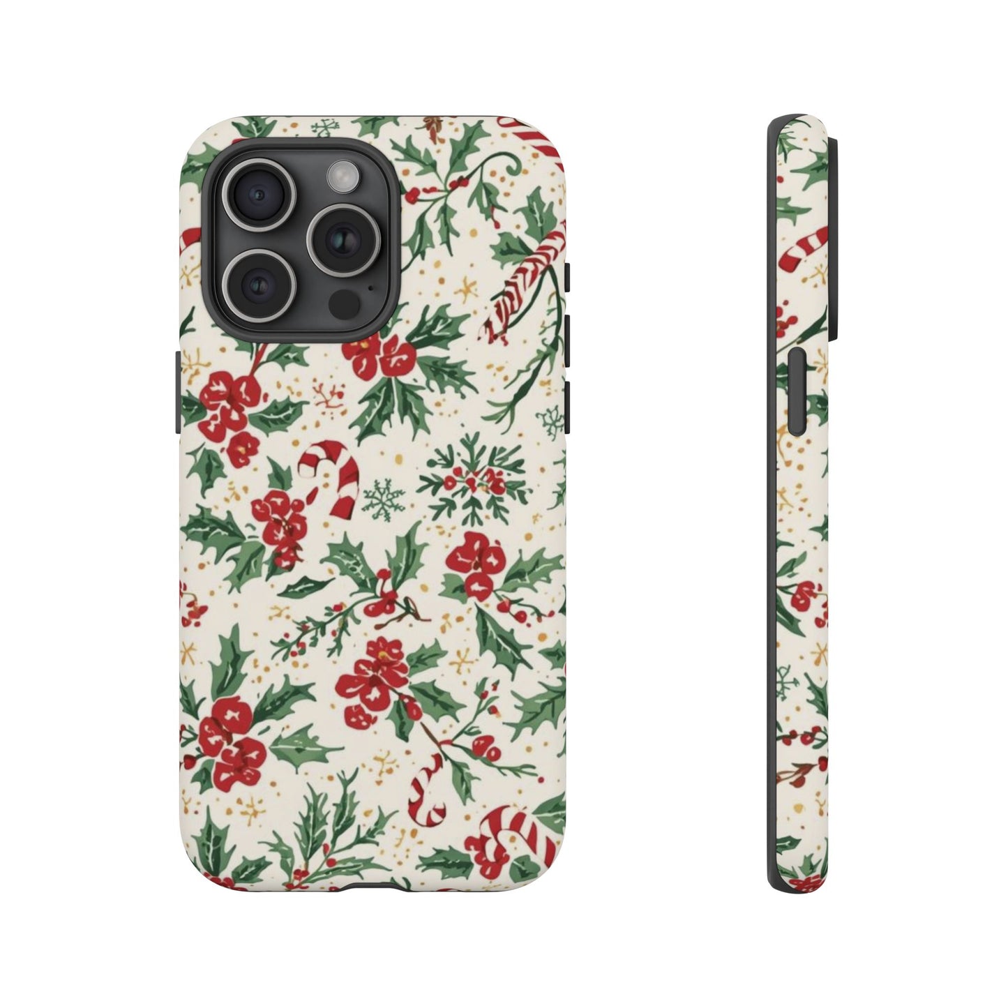 Christmas Themed Phone Case, Festive Floral Dual Layer Phone Case for Iphone 17, 16, 15, 14, 13, 12, 11 & Samsung