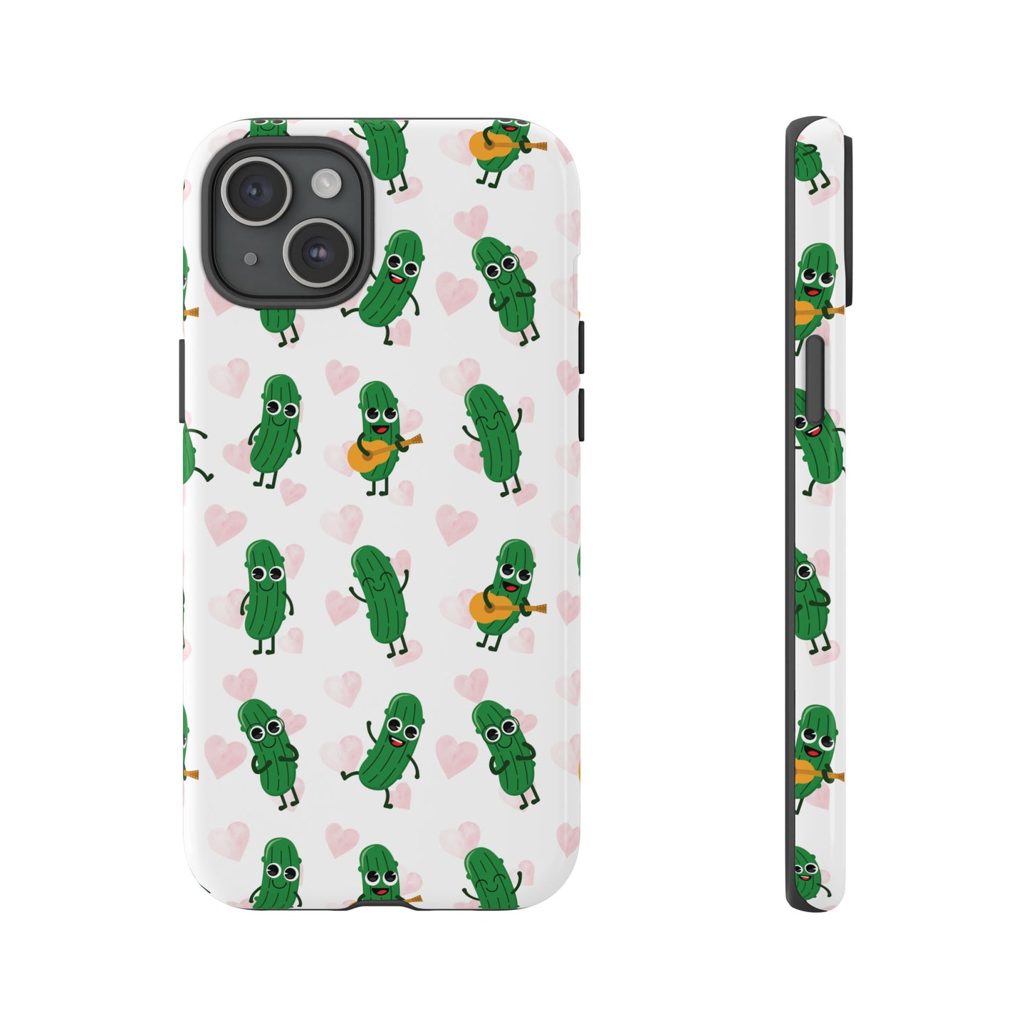 Pickle Pattern Phone Case — Cute Dancing Pickles with Hearts