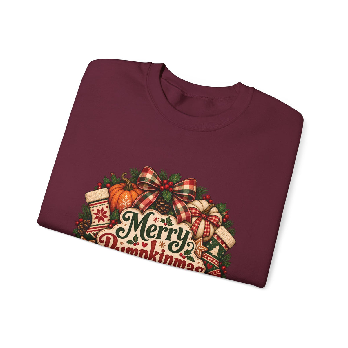 Merry Pumpkinmas Sweatshirt — Holiday Pumpkin Wreath Crewneck