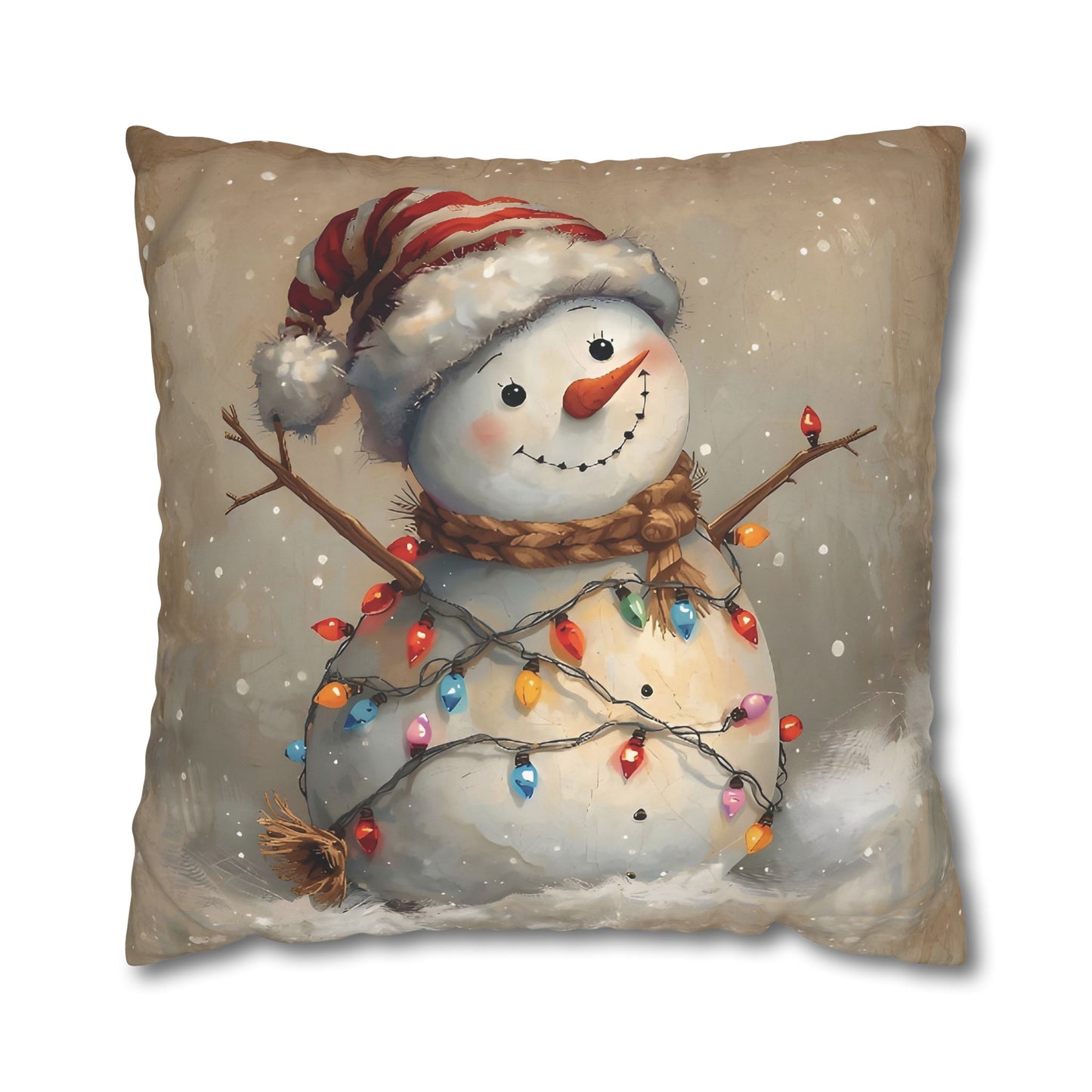 Festive Snowman Throw Pillowcase — Vintage Christmas Decorative Cushion Cover