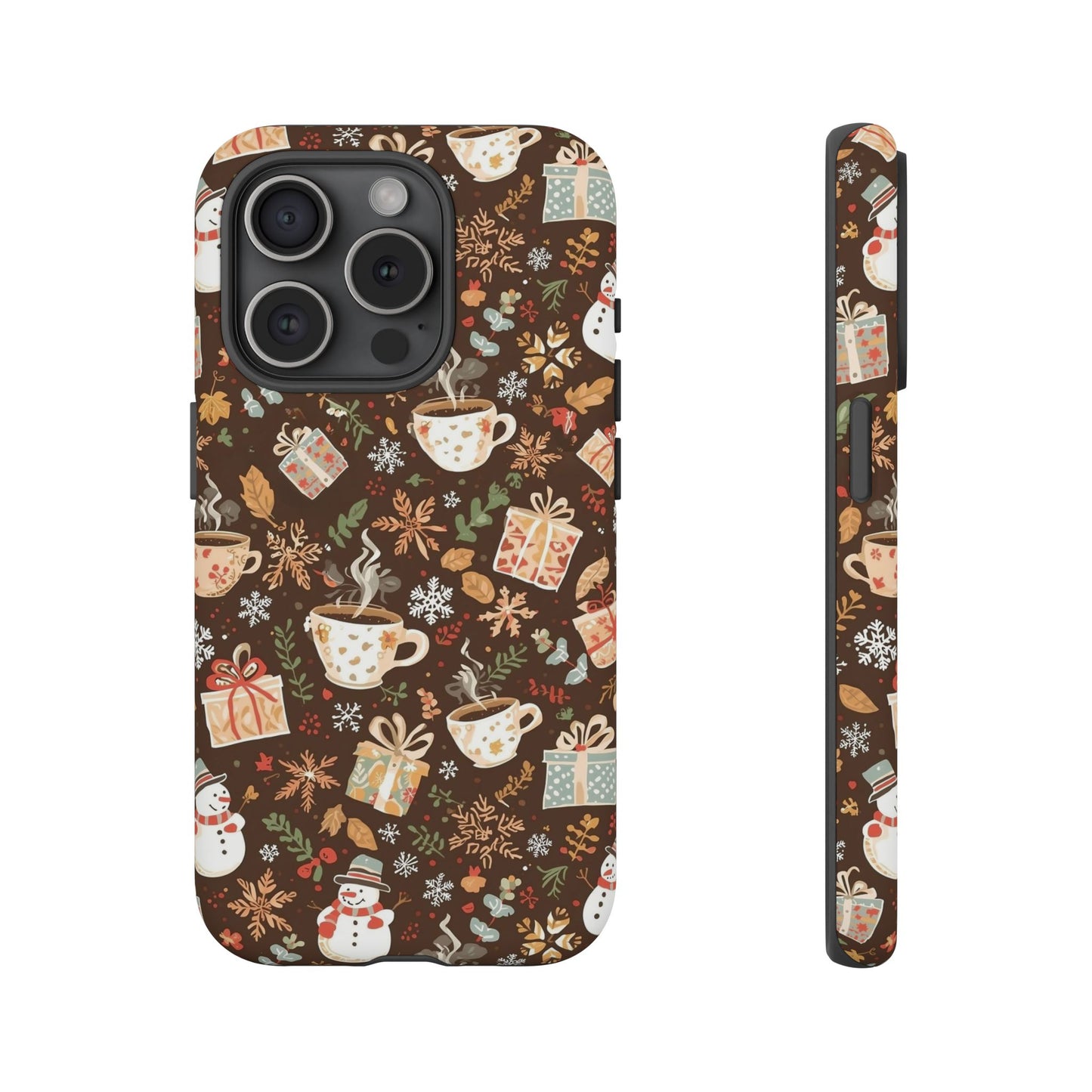 Christmas Phone Case, Winter Holiday Phone Case with Snowmen and Gifts Design for Iphone 17, 16, 15, 14, 13, 12, 11 & Samsung