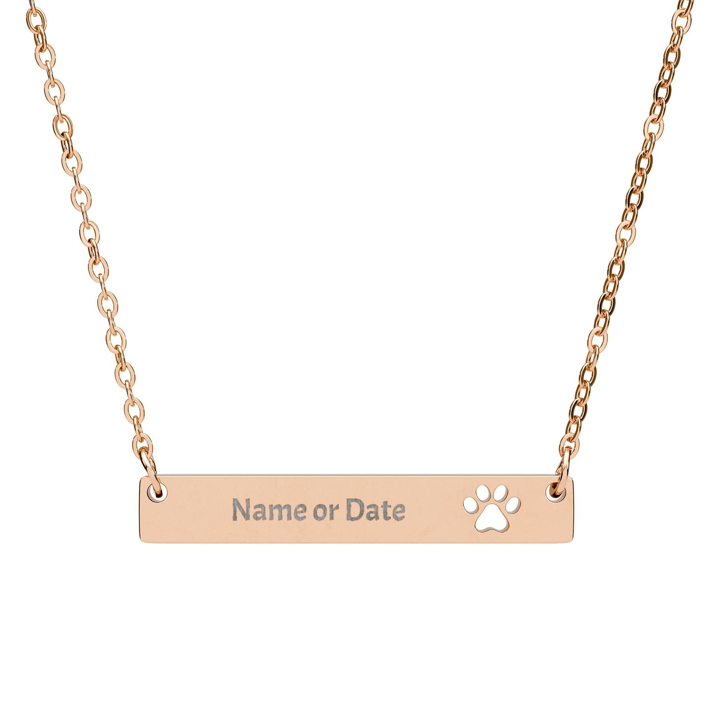 Engravable Paw Bar Necklace — Personalized Name or Date, Gift for Valentines Day | Mothers Day