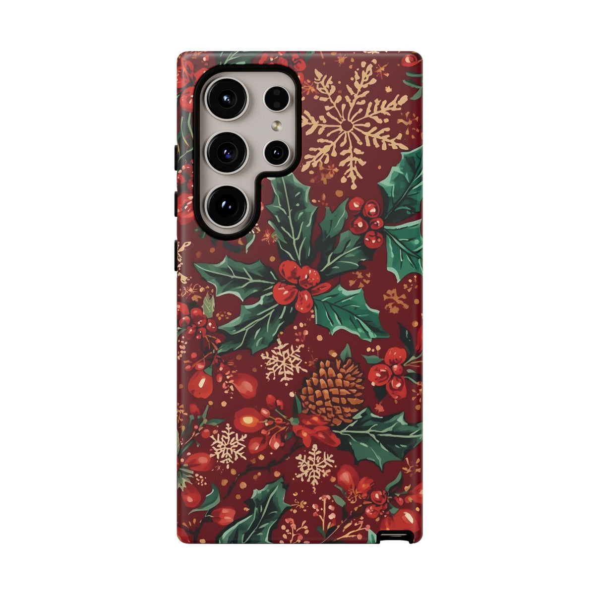 Christmas Floral Phone Case, Dual Layer Case for Iphone & Samsung
