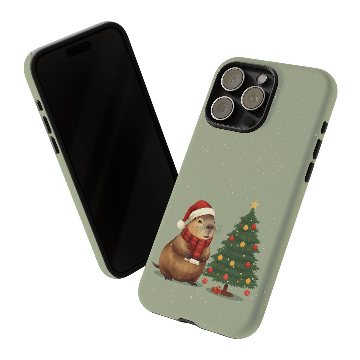 Christmas Phone Case with Capybara Design, Dual Layer Protective Case for Iphone & Samsung