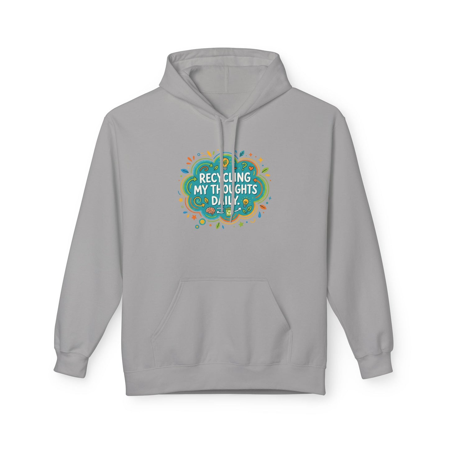 Unisex Hoodie — "Recycling My Thoughts" Eco-Friendly Graphic Pullover, Funny Mental Health Sweatshirt, Earth Day Gift