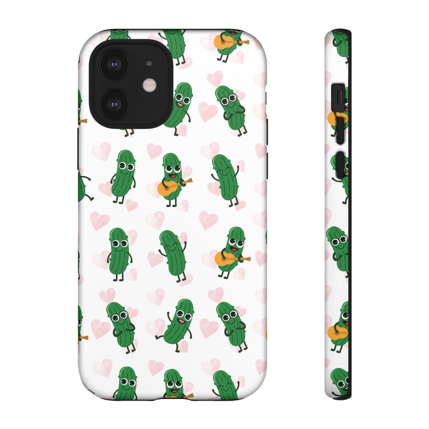 Pickle Pattern Phone Case — Cute Dancing Pickles with Hearts