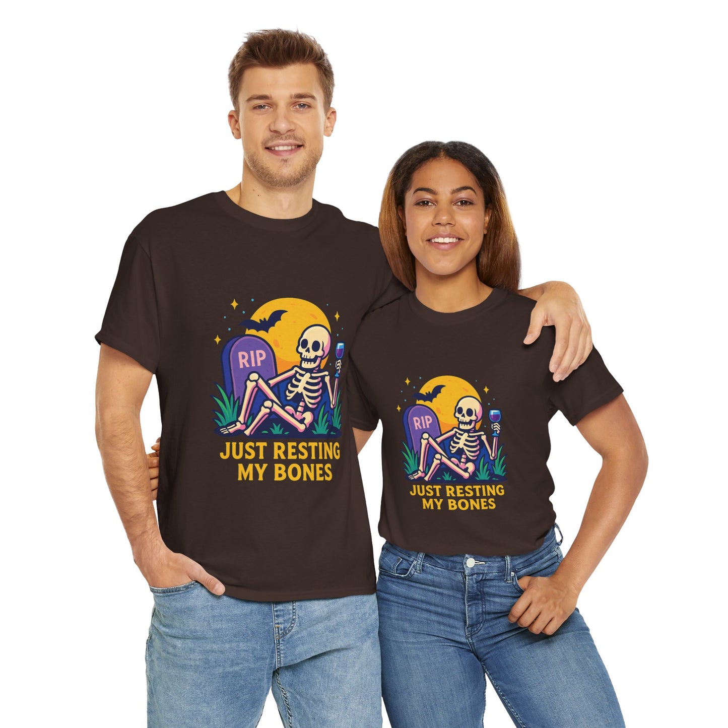 Skeleton Tee - Just Resting My Bones, Unisex Halloween Shirt