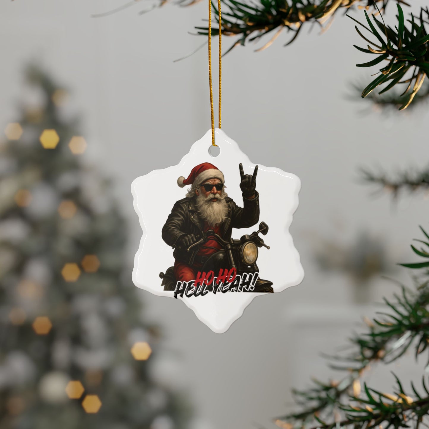 Santa Ceramic Ornament — 'Ho Ho Hell Yeah!' Christmas Decoration