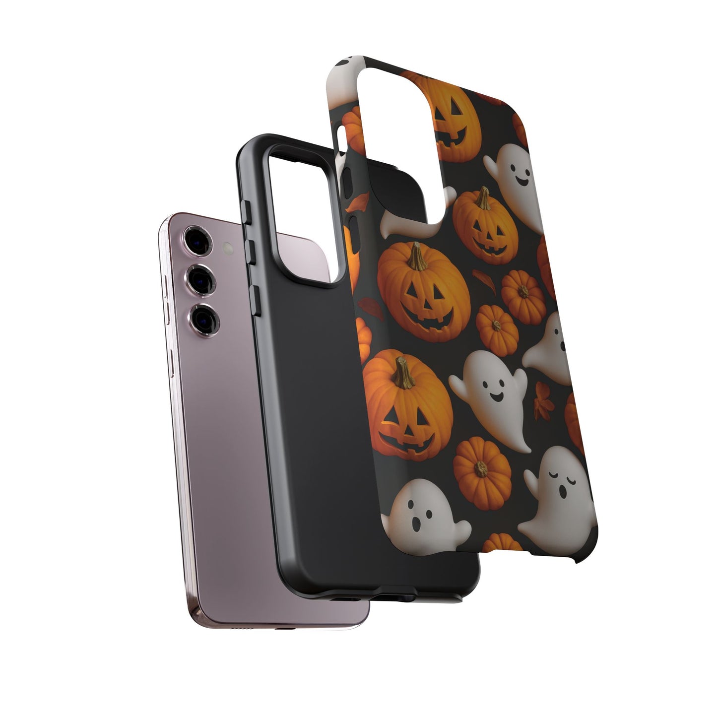 Halloween Phone Case, Spooky Ghosts and Pumpkins Design
