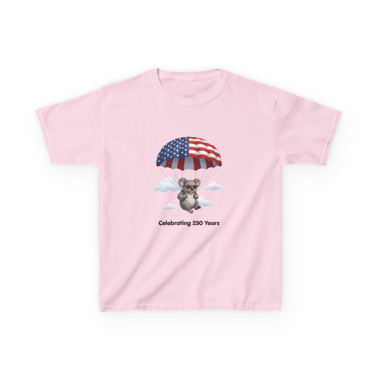 Kids Tee — Patriotic Koala Design, "Celebrating 250 Years"