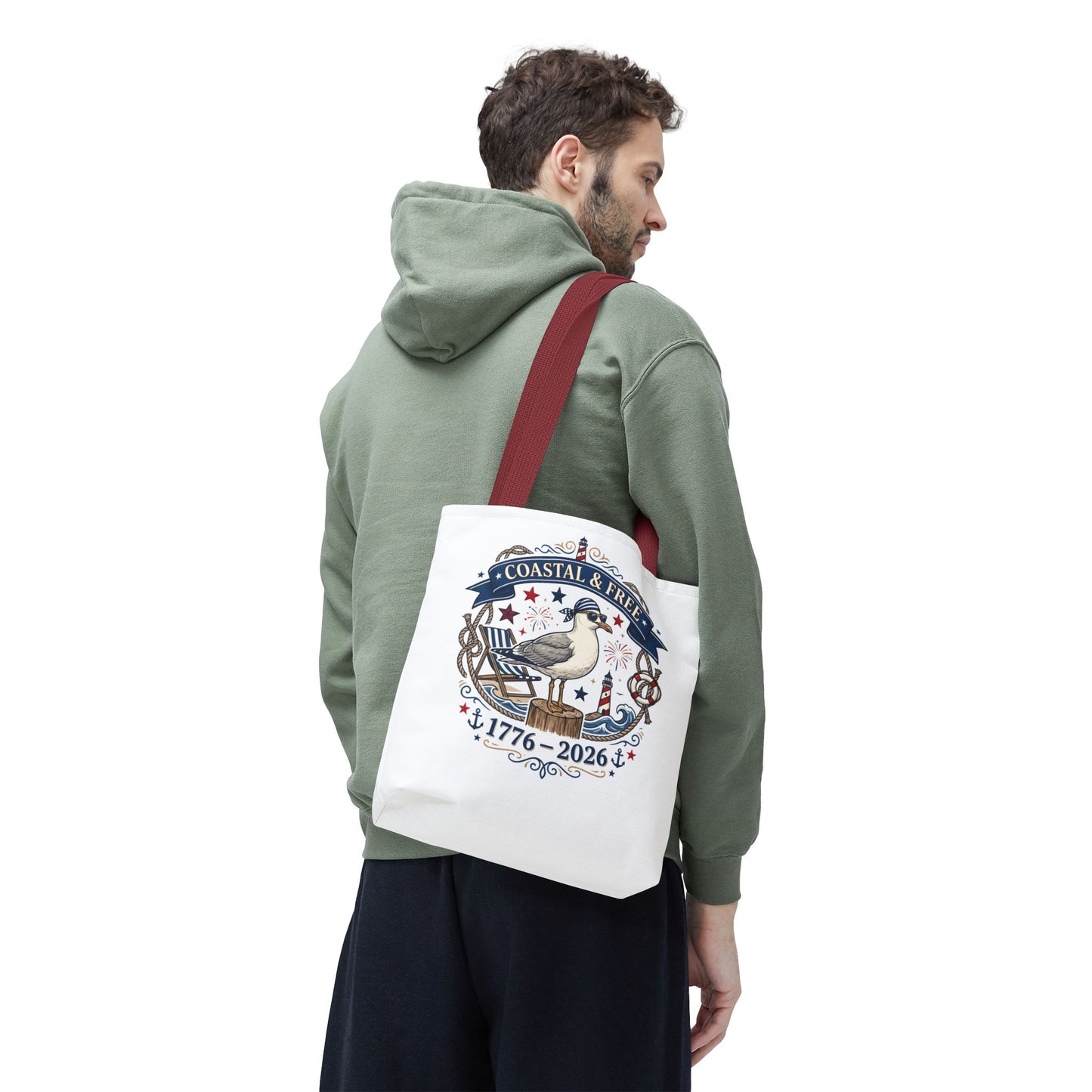 Coastal & Free Seagull Tote Bag — Patriotic 4th of July Beach Tote