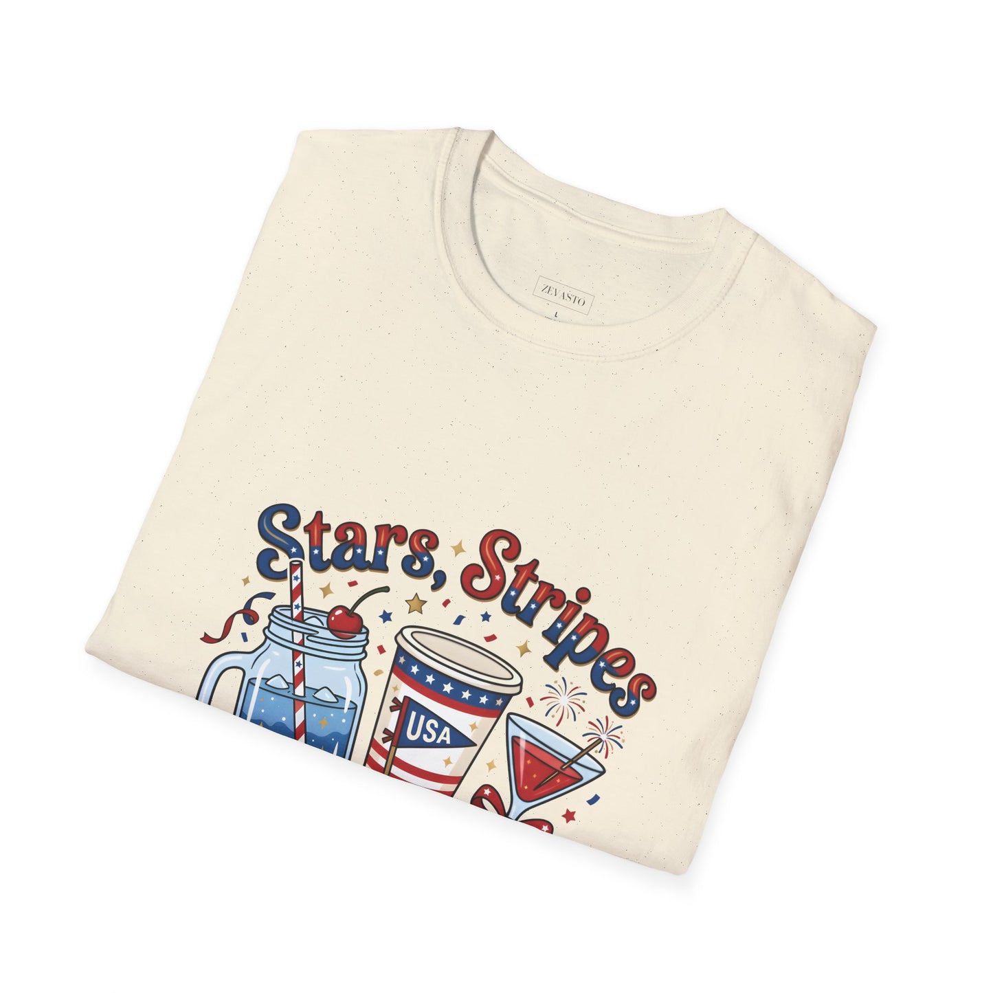 Patriotic "Stars, Stripes & Sips" T-Shirt