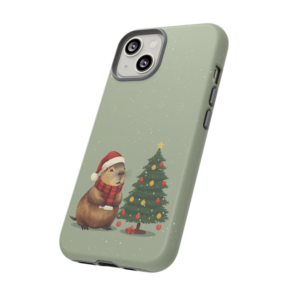 Christmas Phone Case with Capybara Design, Dual Layer Protective Case for Iphone & Samsung