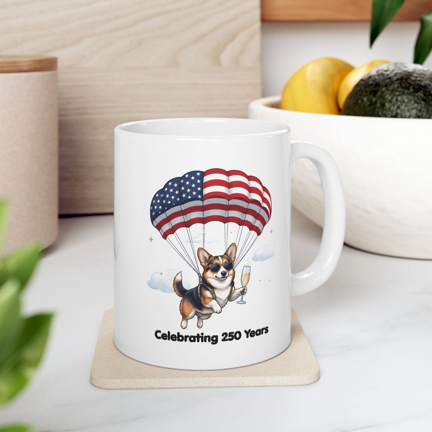 Patriotic Corgi Ceramic Mug