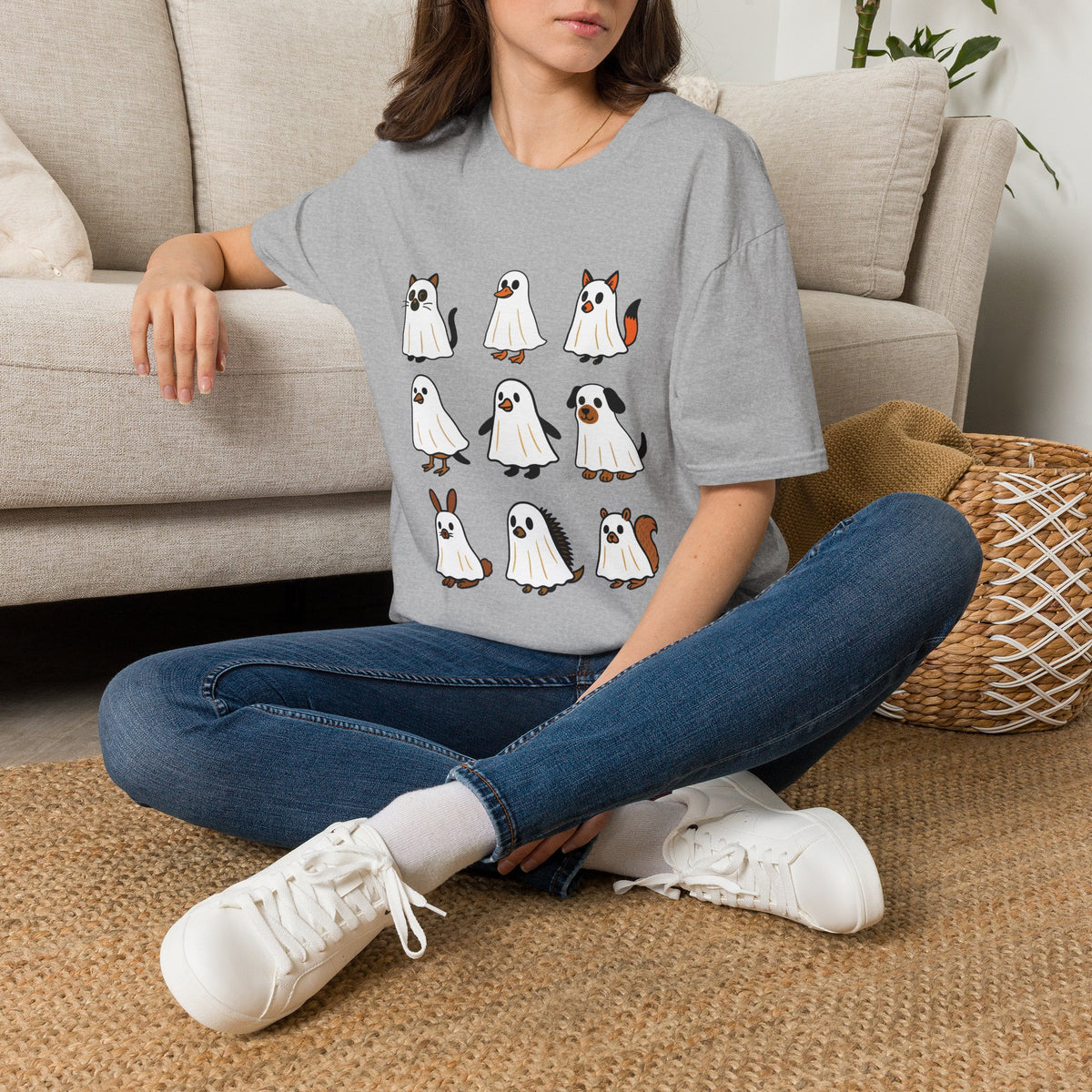 Cute Ghost Cartoon Unisex T-Shirt, Halloween Tee, Pet Lover Gift, Whimsical Shirt, Fun Casual Wear