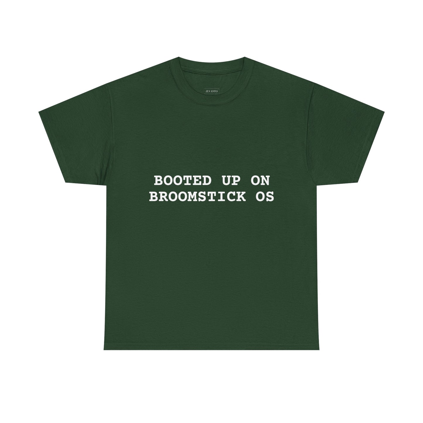 Broomstick OS Tee, Funny Graphic Tee for Tech Lovers, Unisex Cotton T-Shirt