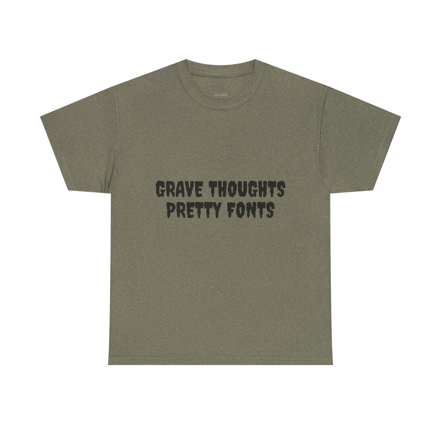 Grave Thoughts Pretty Fonts Tee | Unisex Heavy Cotton T-Shirt for Spooky Season