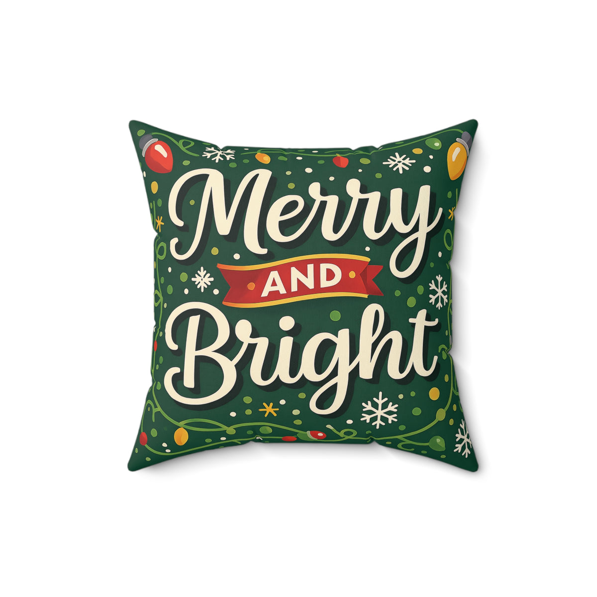 Merry and Bright Christmas Throw Pillow, Festive Holiday Decor