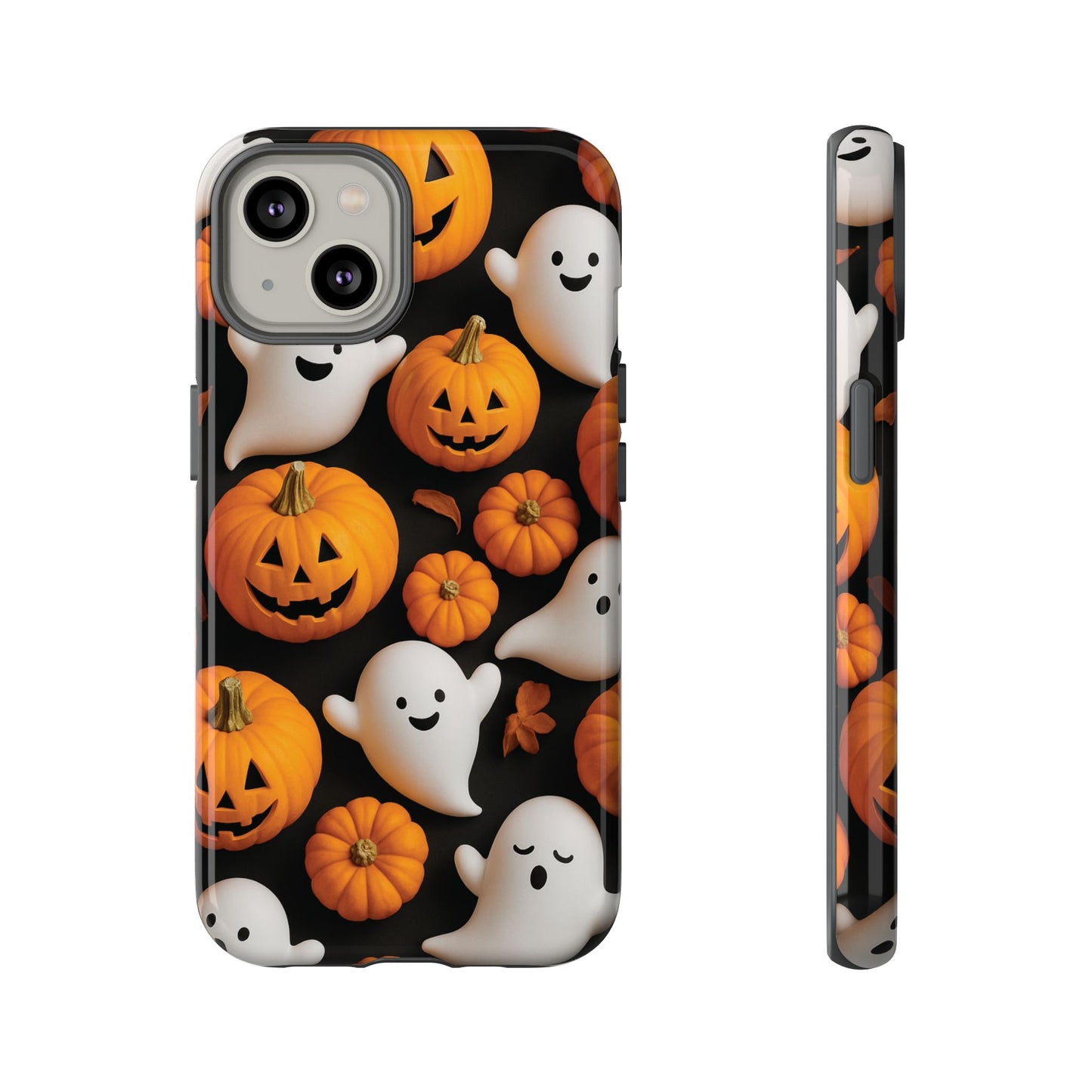Halloween Phone Case, Spooky Ghosts and Pumpkins Design
