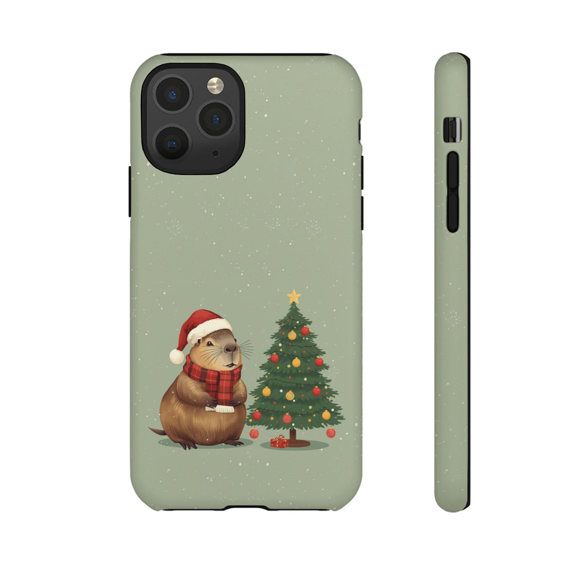 Christmas Phone Case with Capybara Design, Dual Layer Protective Case for Iphone & Samsung