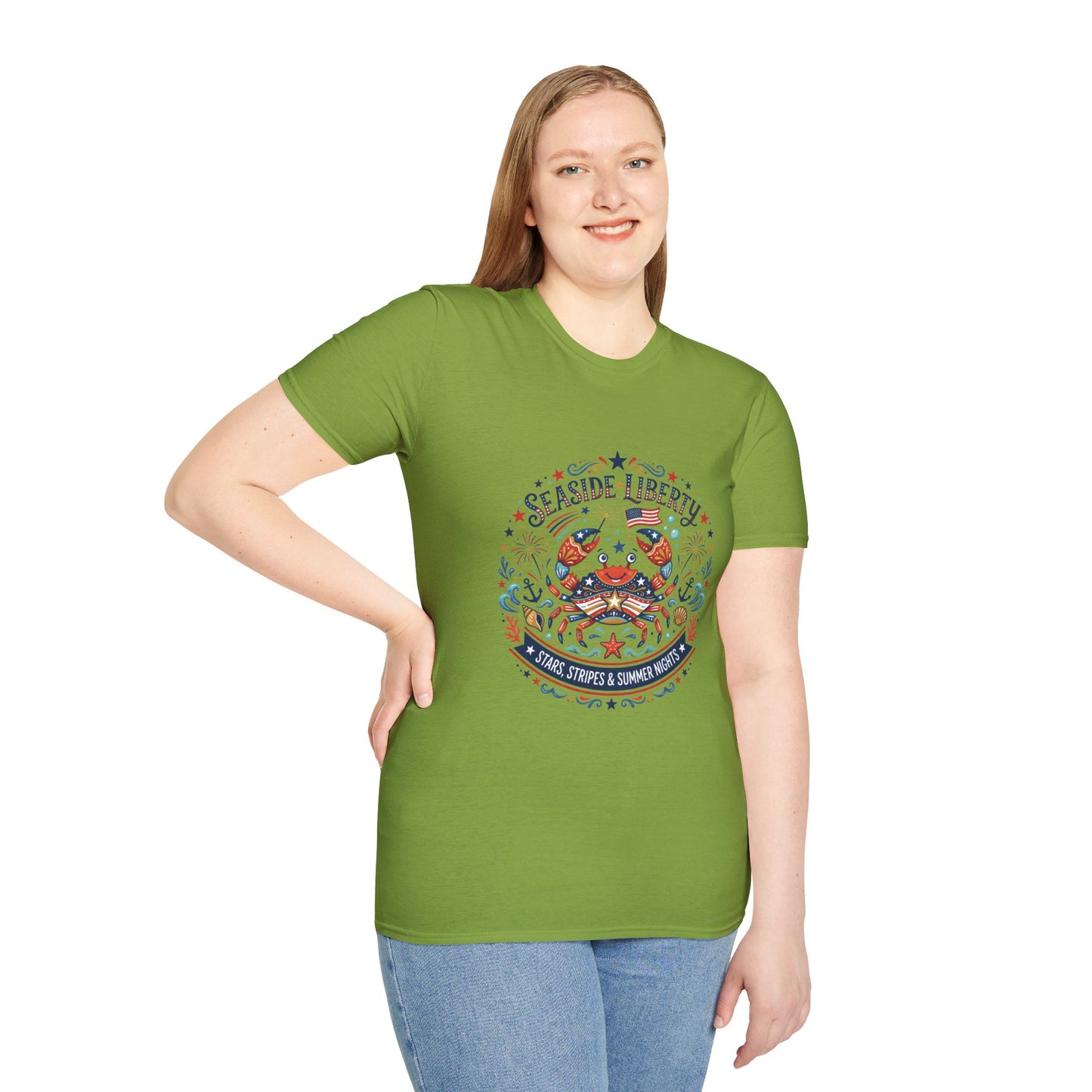 Seaside Liberty Crab T-Shirt — 4th of July Patriotic Summer Beach Tee