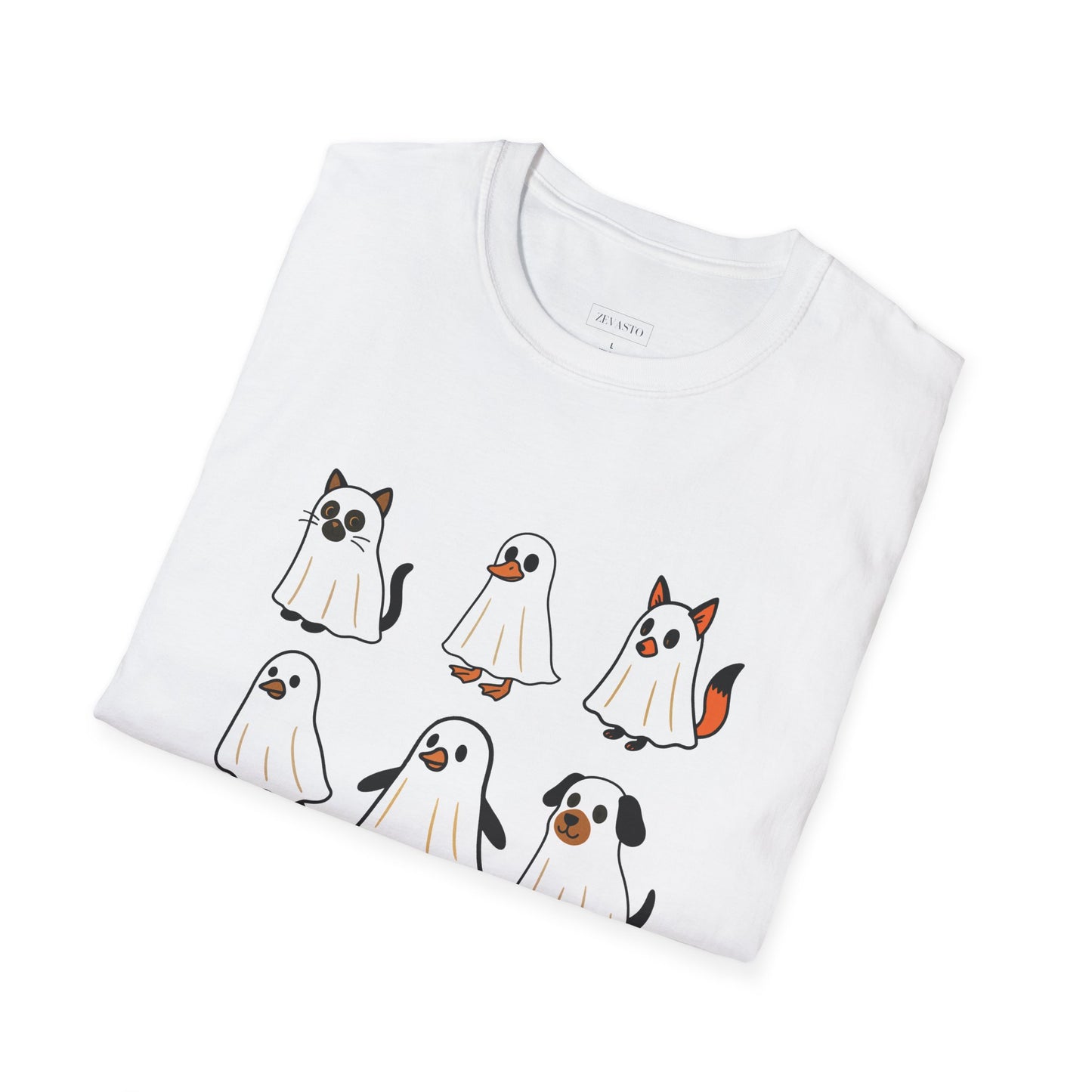Cute Ghost Cartoon Unisex T-Shirt, Halloween Tee, Pet Lover Gift, Whimsical Shirt, Fun Casual Wear