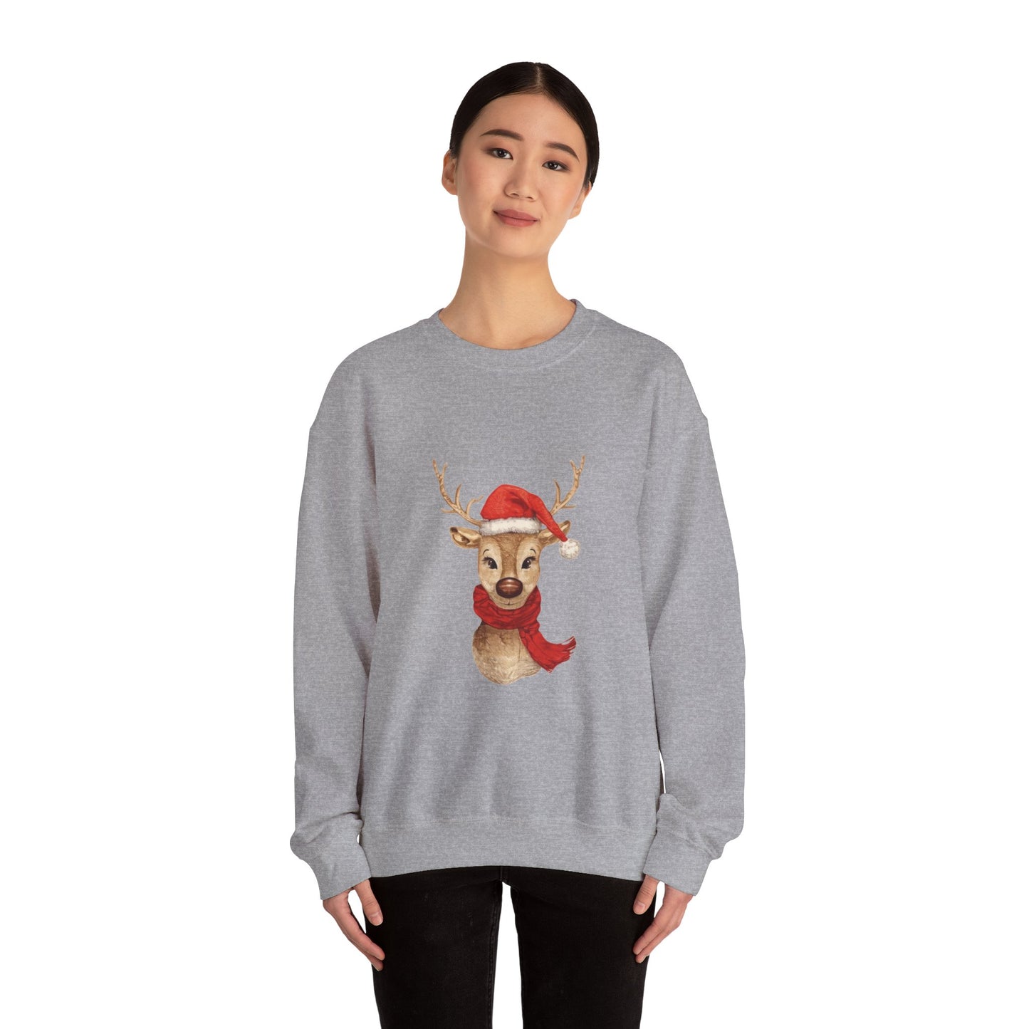 Christmas Reindeer Sweatshirt, Cozy Holiday Crewneck, Winter Fashion, Festive Sweater