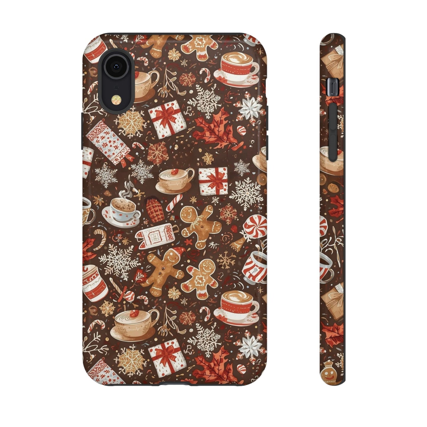 Christmas Phone Case, Festive Holiday Phone Case with Gingerbread and Cocoa Design for Iphone 17, 16, 15, 14, 13, 12, 11 & Samsung