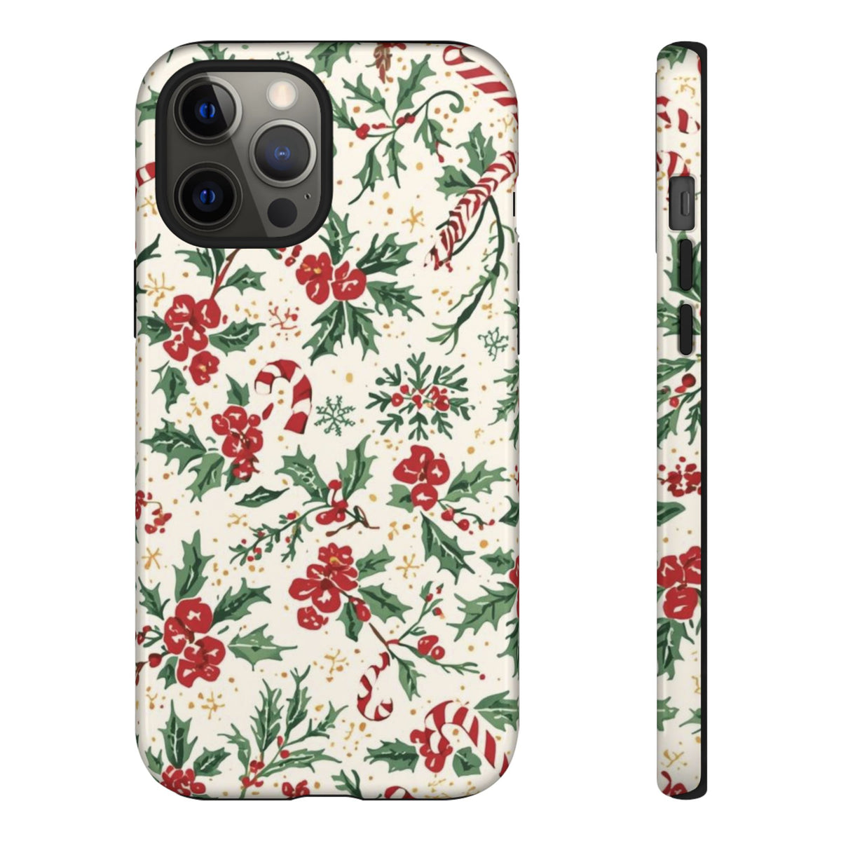 Christmas Themed Phone Case, Festive Floral Dual Layer Phone Case for Iphone & Samsung