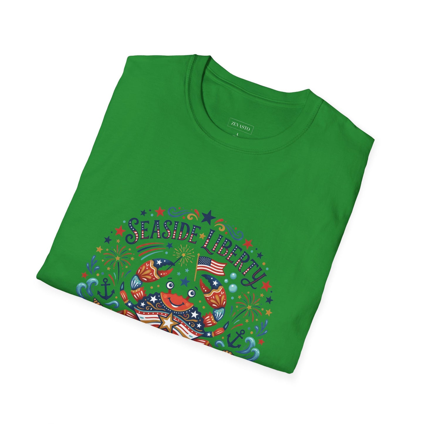 Seaside Liberty Crab T-Shirt — 4th of July Patriotic Summer Beach Tee