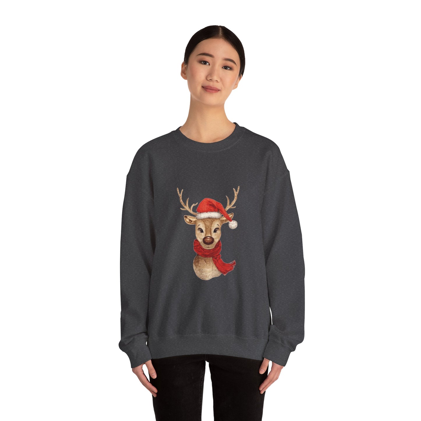 Christmas Reindeer Sweatshirt, Cozy Holiday Crewneck, Winter Fashion, Festive Sweater