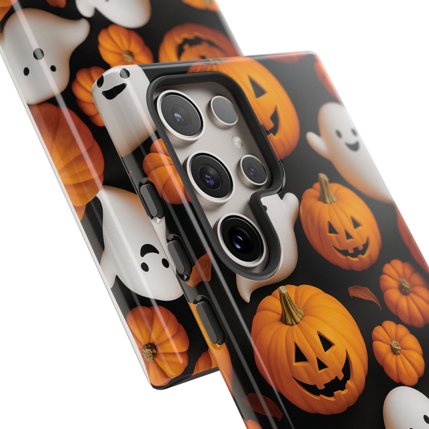 Halloween Phone Case, Spooky Ghosts and Pumpkins Design