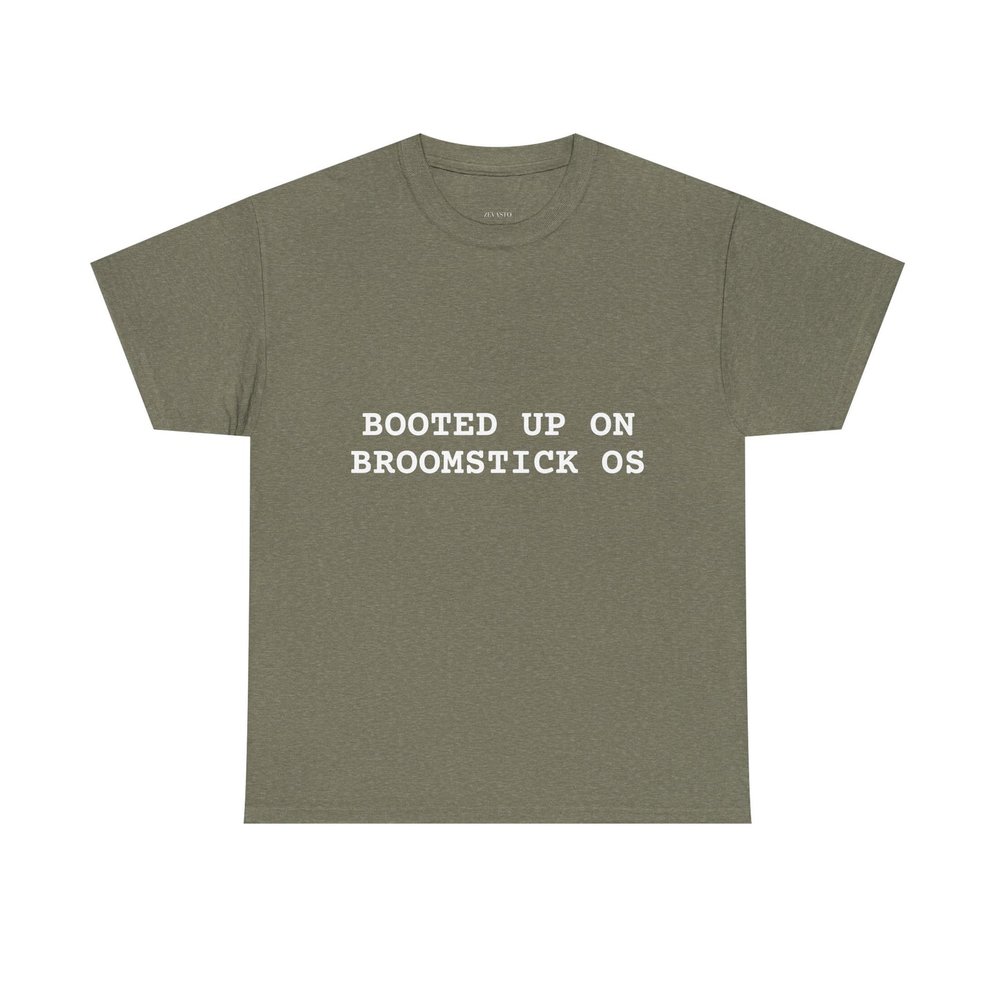 Broomstick OS Tee, Funny Graphic Tee for Tech Lovers, Unisex Cotton T-Shirt