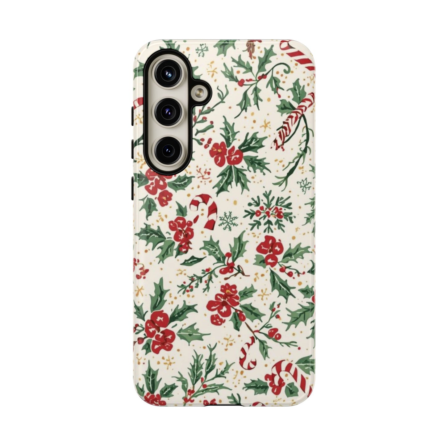 Christmas Themed Phone Case, Festive Floral Dual Layer Phone Case for Iphone 17, 16, 15, 14, 13, 12, 11 & Samsung