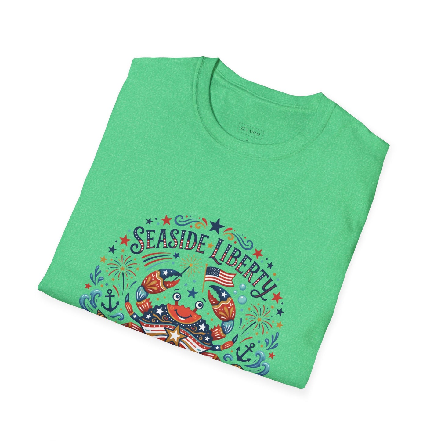 Seaside Liberty Crab T-Shirt — 4th of July Patriotic Summer Beach Tee