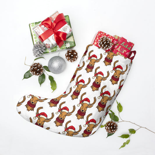 Festive Holiday Stockings with Cheerful Reindeer Design, Christmas Decor, Holiday Traditions