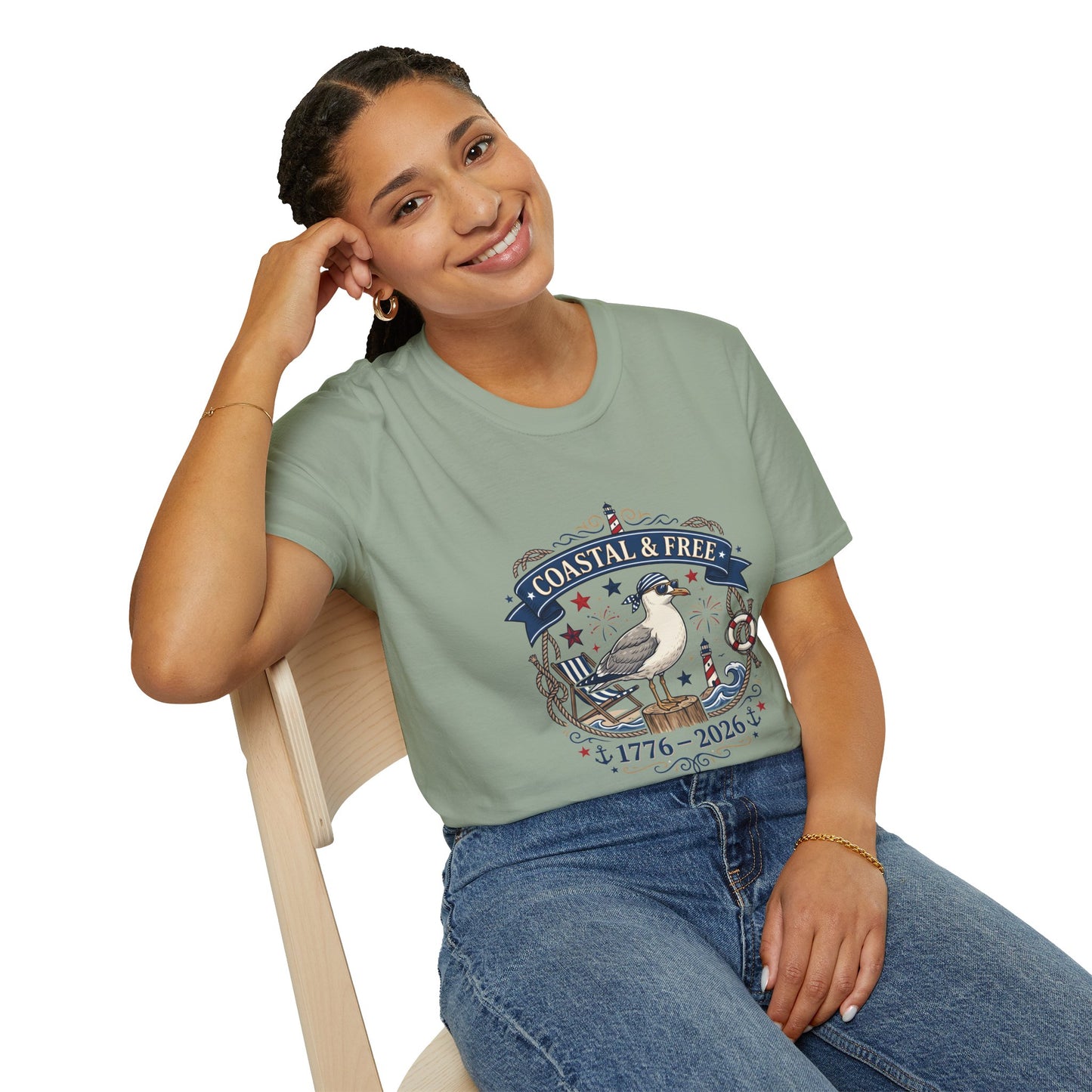 Coastal & Free Seagull T-Shirt — Patriotic 4th of July Tee
