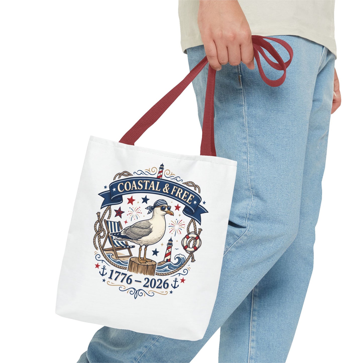 Coastal & Free Seagull Tote Bag — Patriotic 4th of July Beach Tote