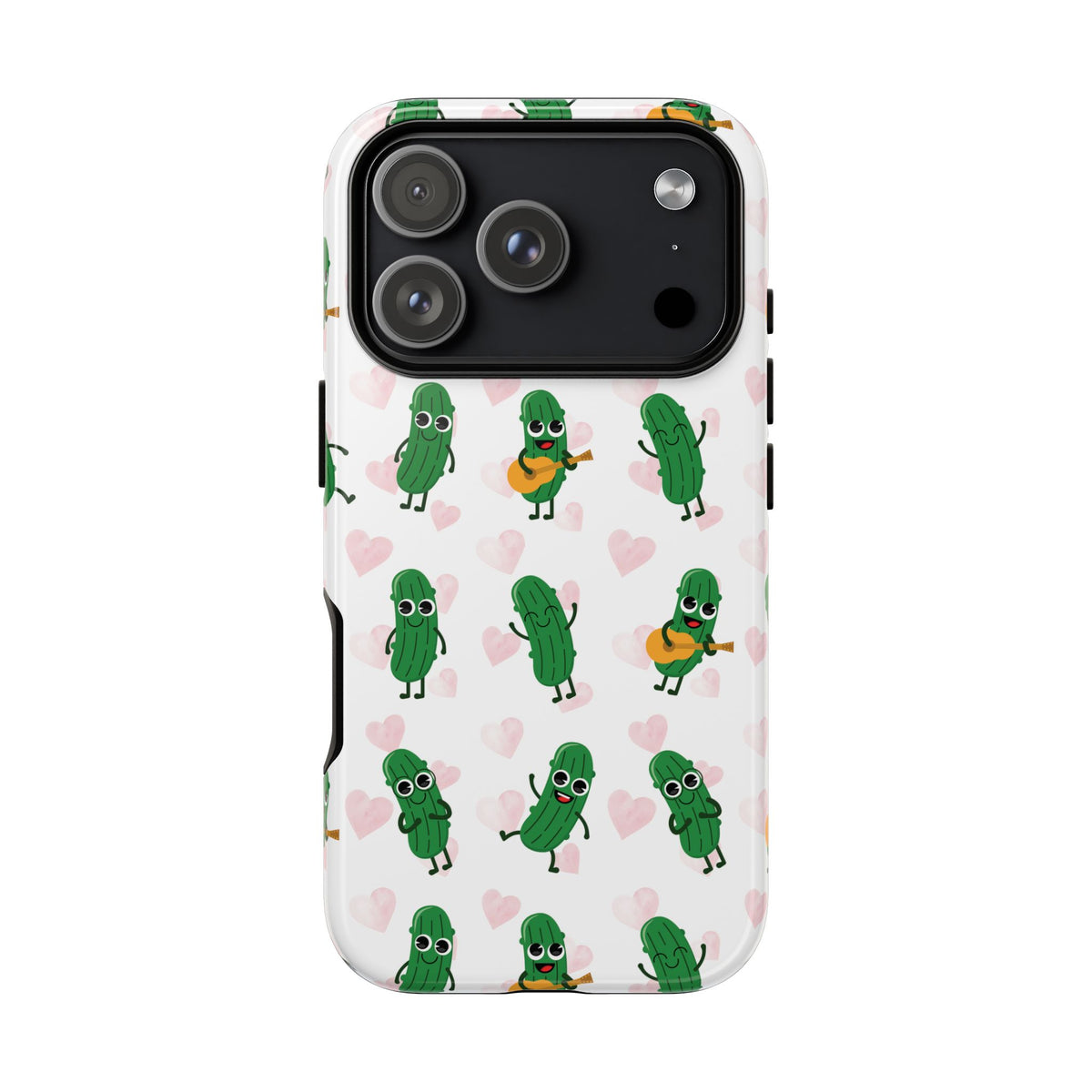 Pickle Pattern Phone Case — Cute Dancing Pickles with Hearts