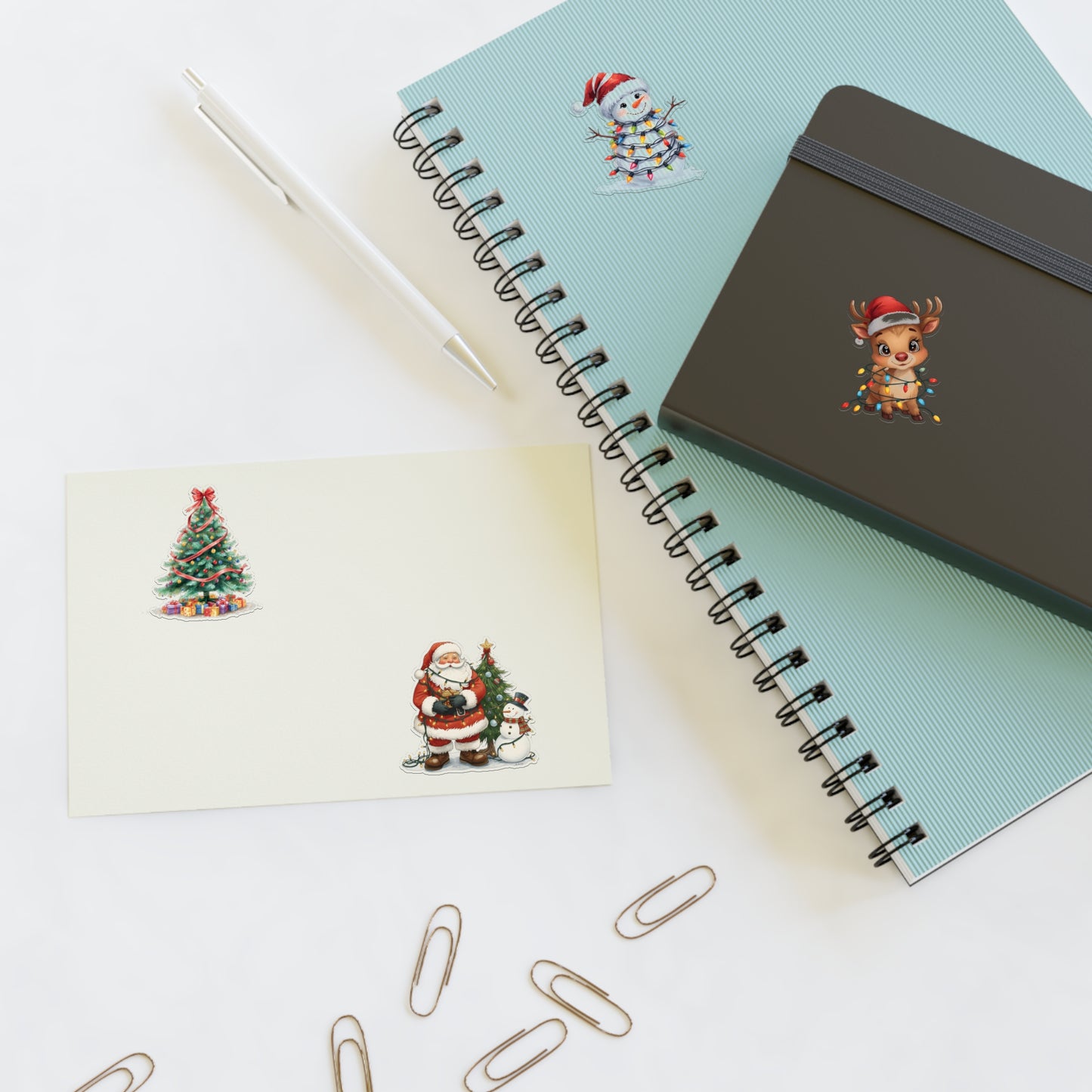 Christmas Sticker Sheet — Santa, Reindeer, Snowman & Tree Holiday Stickers