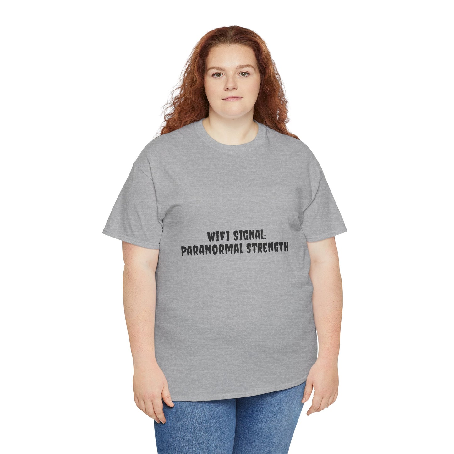 Paranormal Strength Tee, Unisex Heavy Cotton Tee, Funny Wifi Signal T-Shirt, Humor Apparel