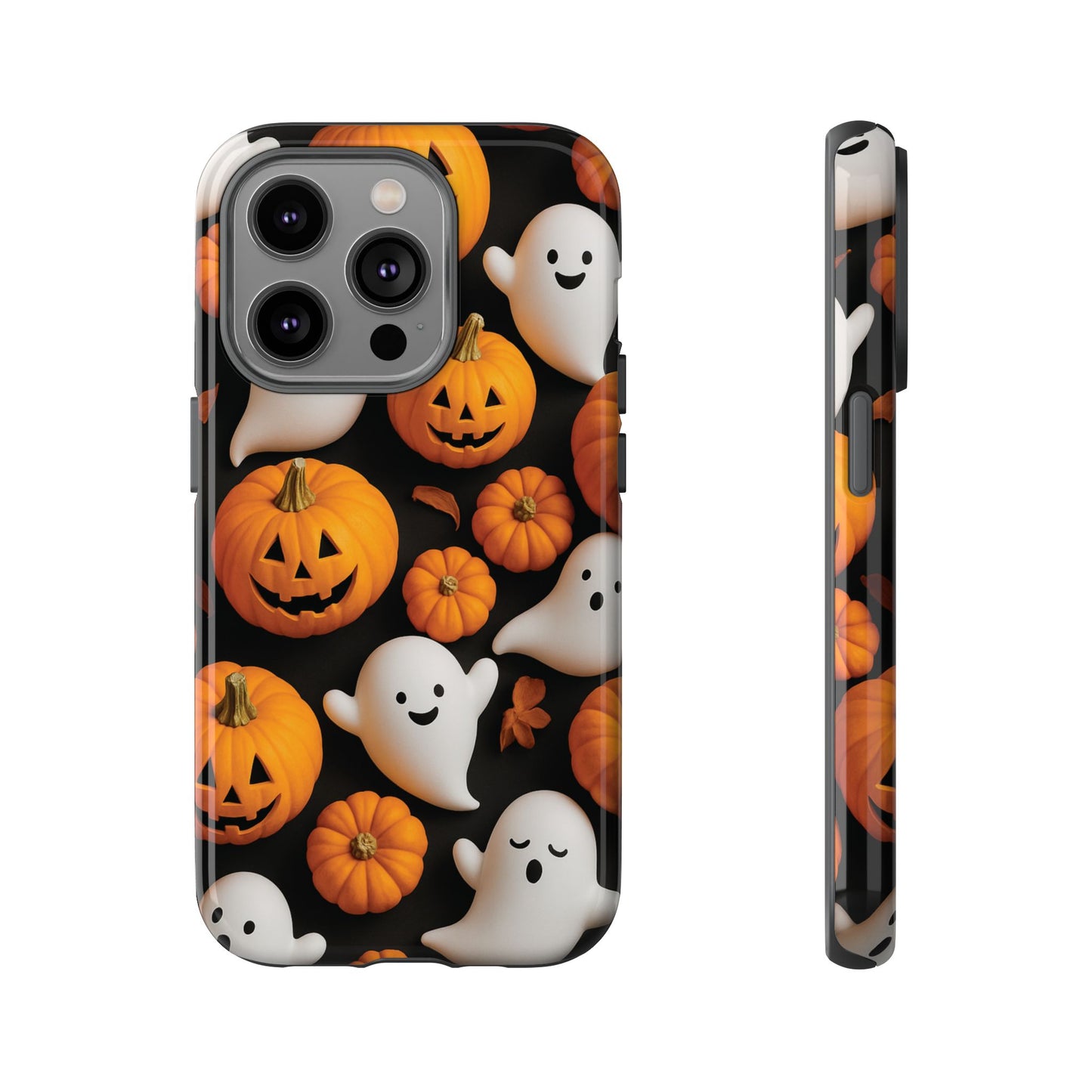 Halloween Phone Case, Spooky Ghosts and Pumpkins Design