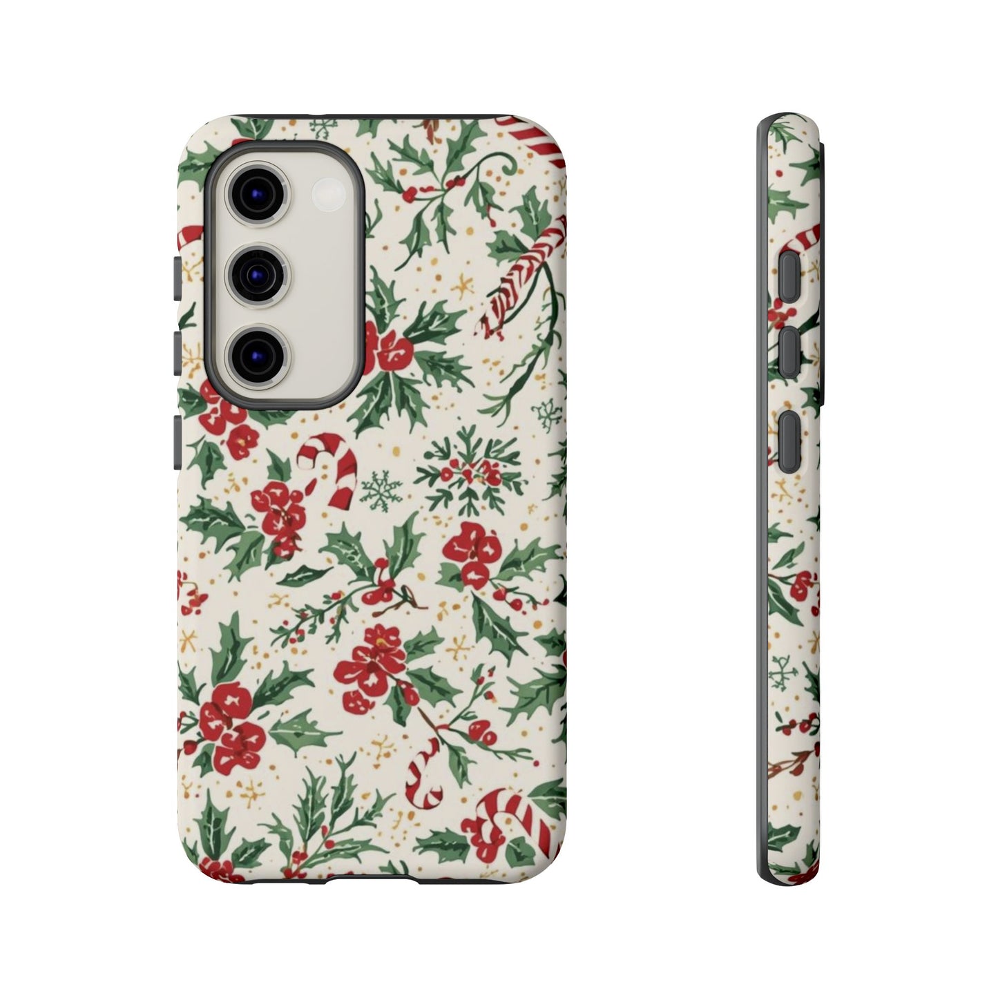 Christmas Themed Phone Case, Festive Floral Dual Layer Phone Case for Iphone 17, 16, 15, 14, 13, 12, 11 & Samsung