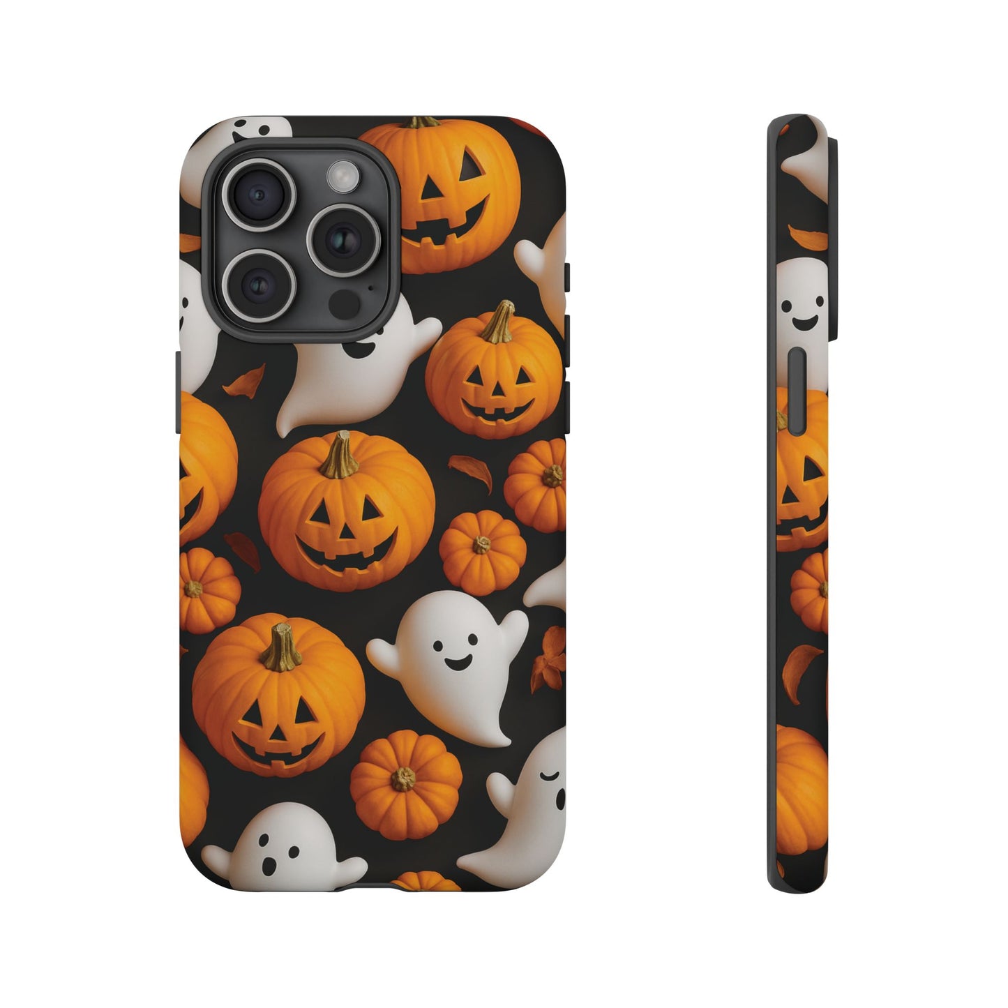 Halloween Phone Case, Spooky Ghosts and Pumpkins Design