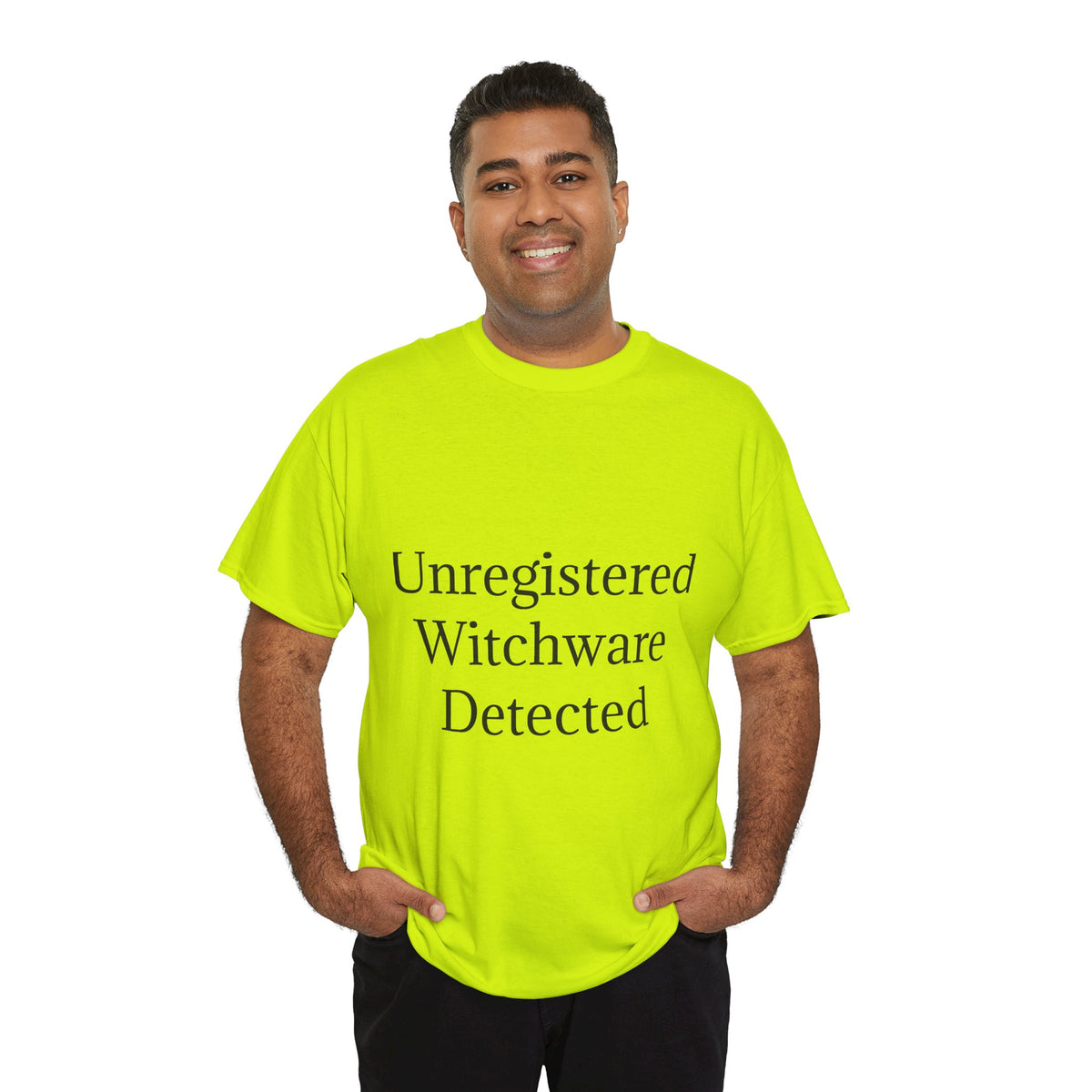 Unisex Heavy Cotton Tee - Unregistered Witchware Detected, Witchy Apparel, Halloween Tee